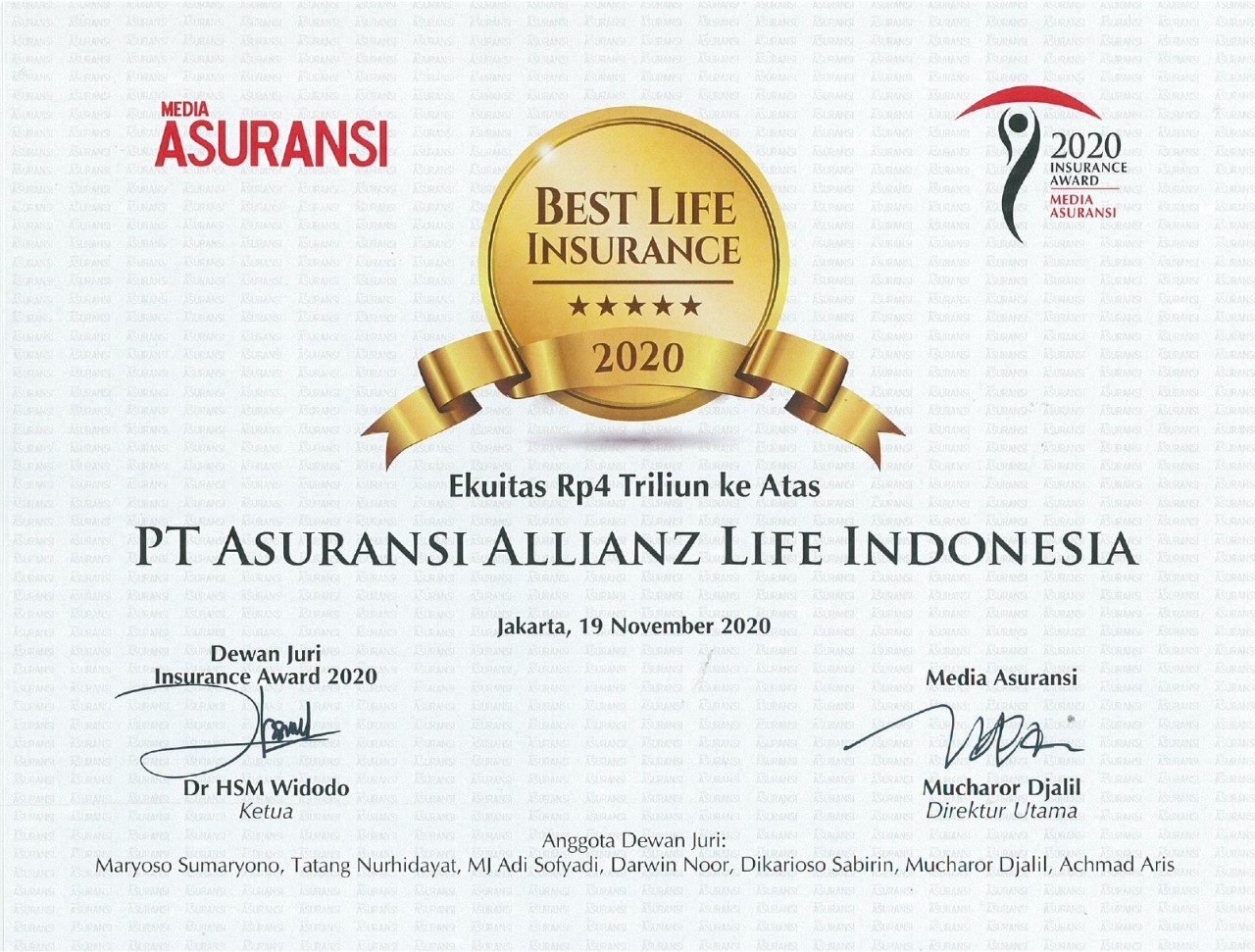 Allianz Life Indonesia Raih Penghargaan “Best Life Insurance 2020”